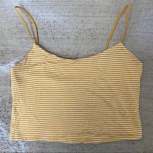 PACSUN basics cropped yellow striped tank top